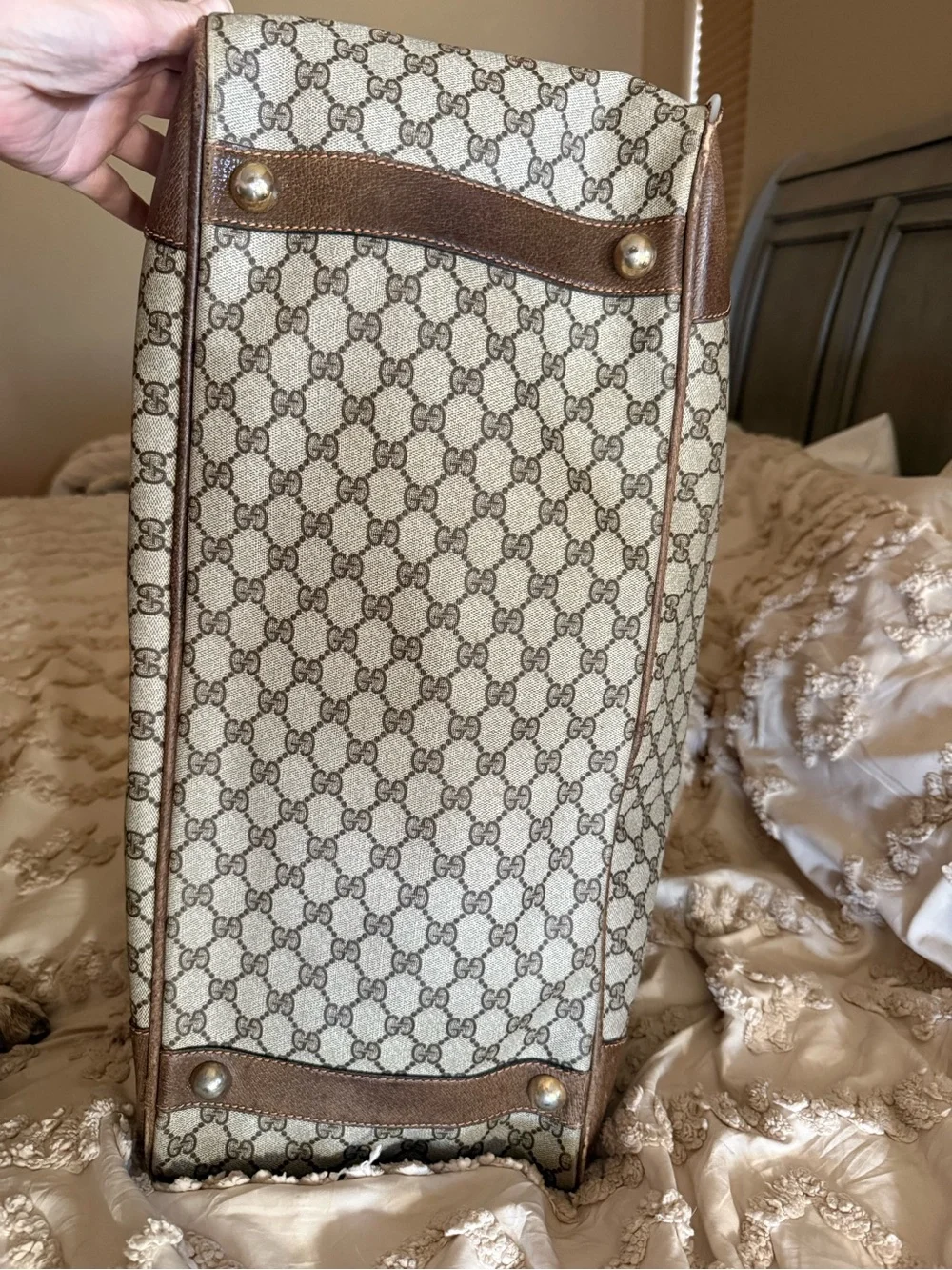 Gucci Beige and Brown GG Monogram Top-Handle Tote restoration project